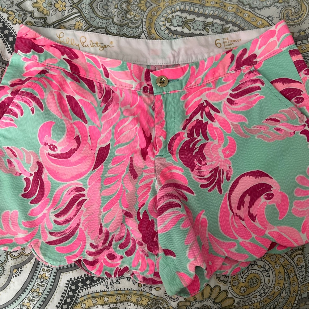 Lilly Pulitzer Vibrant Pink and Aqua Shorts - Picture 3 of 6